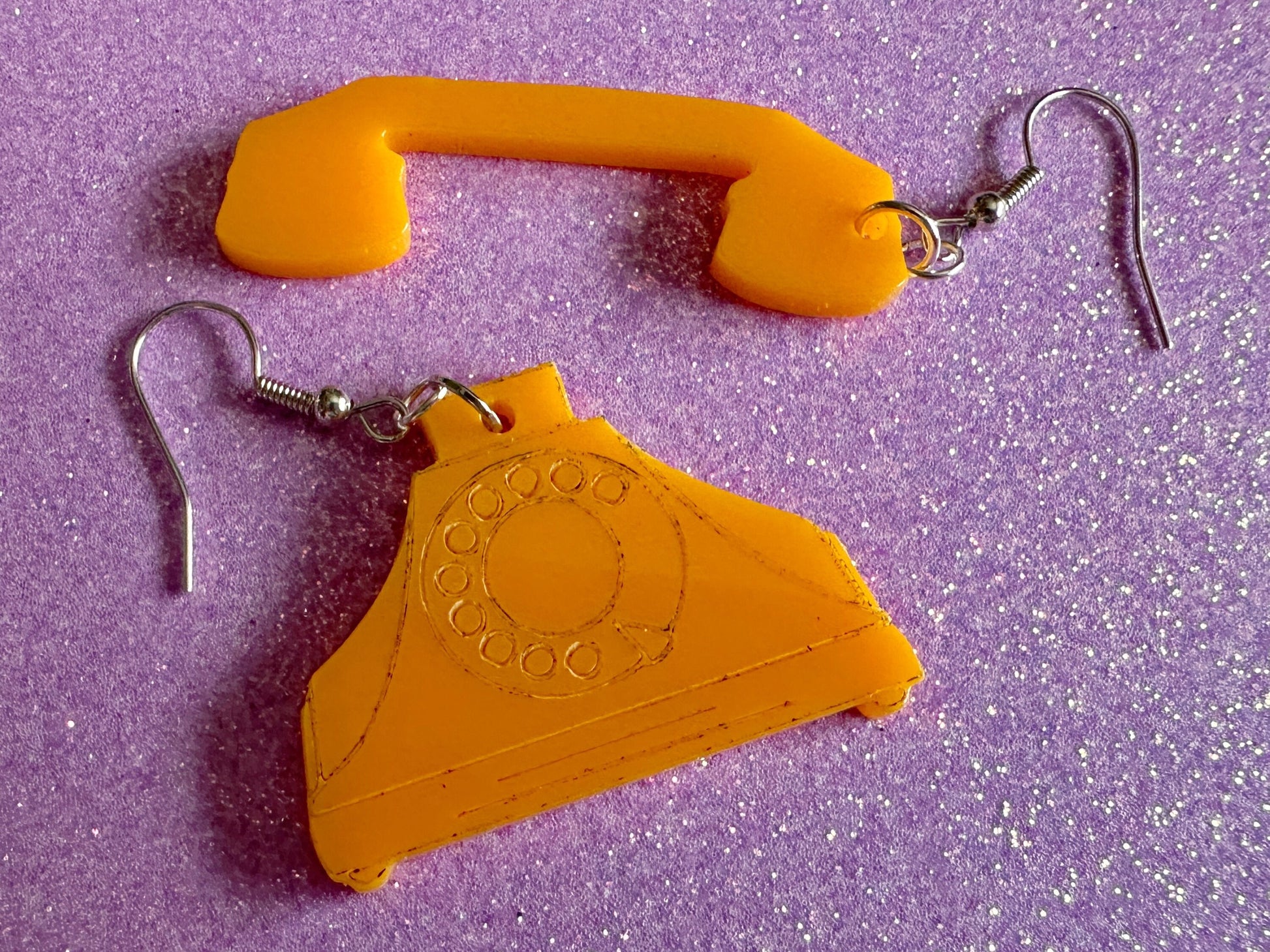 Rotary Phone Earrings: Laser Cut Acrylic Phones, Retro, Old Fashioned, Antique, Call, Old School, Call Me, 1920s, Gifts for Her/Him/Them