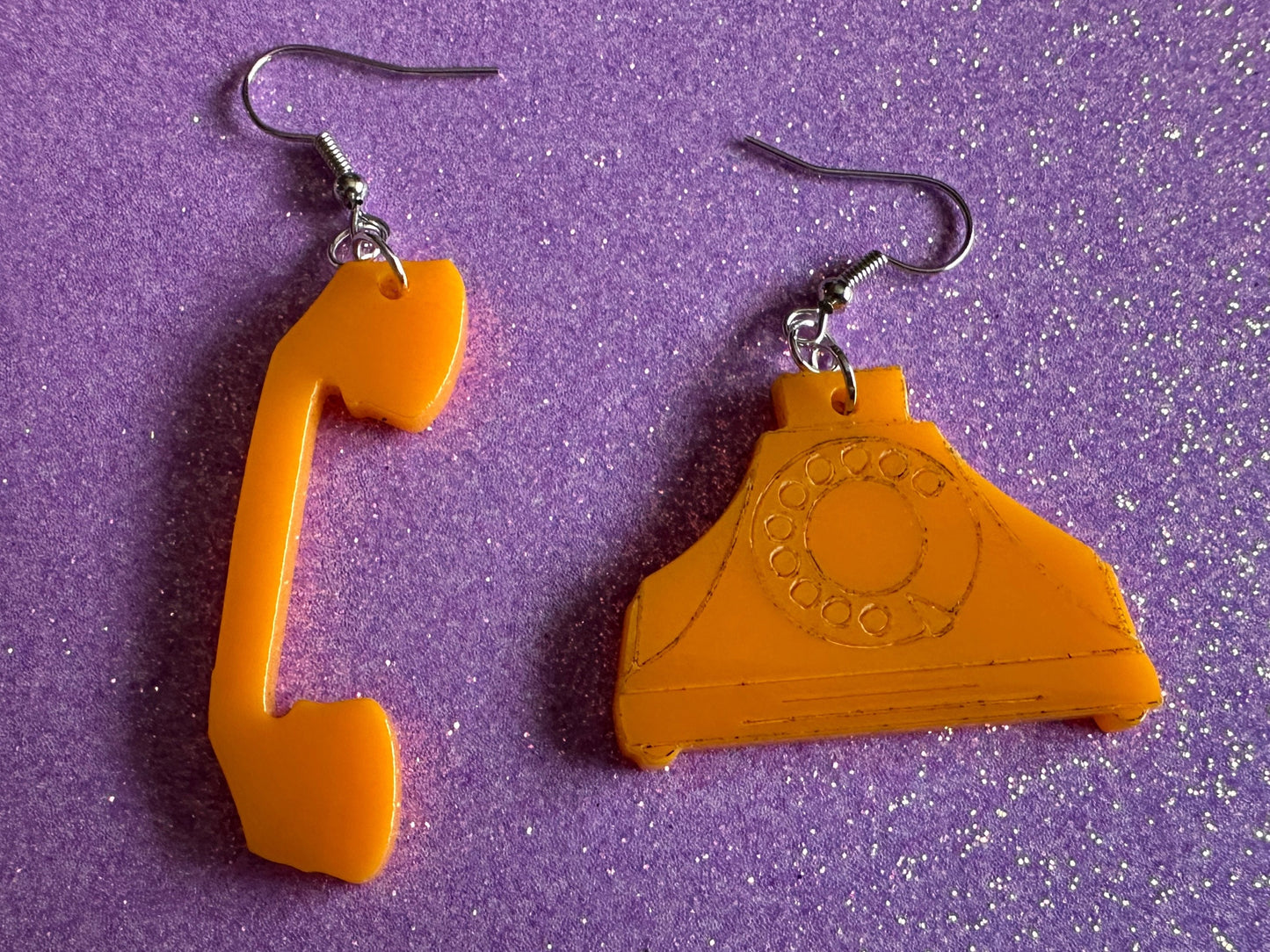 Rotary Phone Earrings: Laser Cut Acrylic Phones, Retro, Old Fashioned, Antique, Call, Old School, Call Me, 1920s, Gifts for Her/Him/Them
