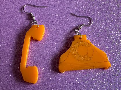 Rotary Phone Earrings: Laser Cut Acrylic Phones, Retro, Old Fashioned, Antique, Call, Old School, Call Me, 1920s, Gifts for Her/Him/Them