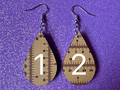 Ruler Earrings: Laser Cut Acrylic Rulers, Back to School, Teachers, Students, Inches, Math, Education, Metric, Best Gifts for Her/Him/Them