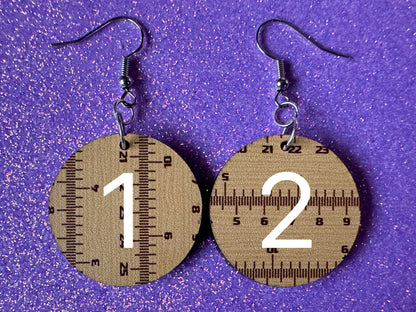 Ruler Earrings: Laser Cut Acrylic Rulers, Back to School, Teachers, Students, Inches, Math, Education, Metric, Best Gifts for Her/Him/Them