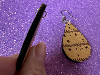 Ruler Earrings: Laser Cut Acrylic Rulers, Back to School, Teachers, Students, Inches, Math, Education, Metric, Best Gifts for Her/Him/Them