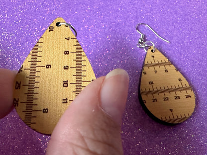 Ruler Earrings: Laser Cut Acrylic Rulers, Back to School, Teachers, Students, Inches, Math, Education, Metric, Best Gifts for Her/Him/Them