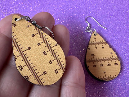 Ruler Earrings: Laser Cut Acrylic Rulers, Back to School, Teachers, Students, Inches, Math, Education, Metric, Best Gifts for Her/Him/Them