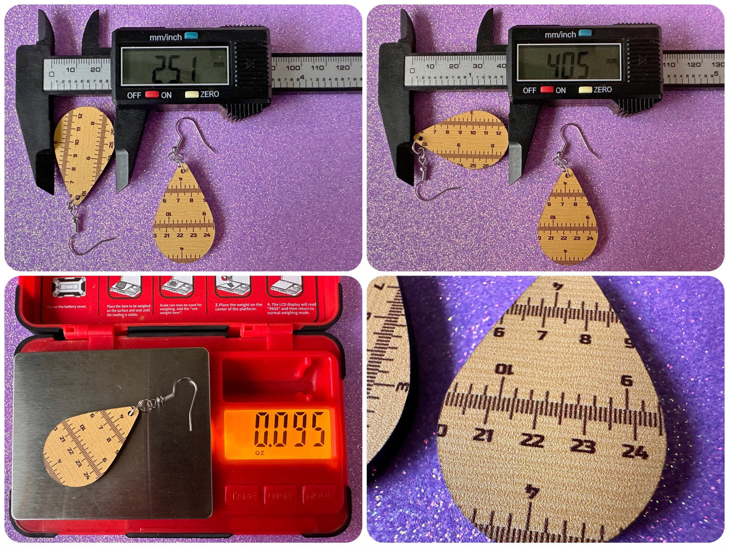 Ruler Earrings: Laser Cut Acrylic Rulers, Back to School, Teachers, Students, Inches, Math, Education, Metric, Best Gifts for Her/Him/Them