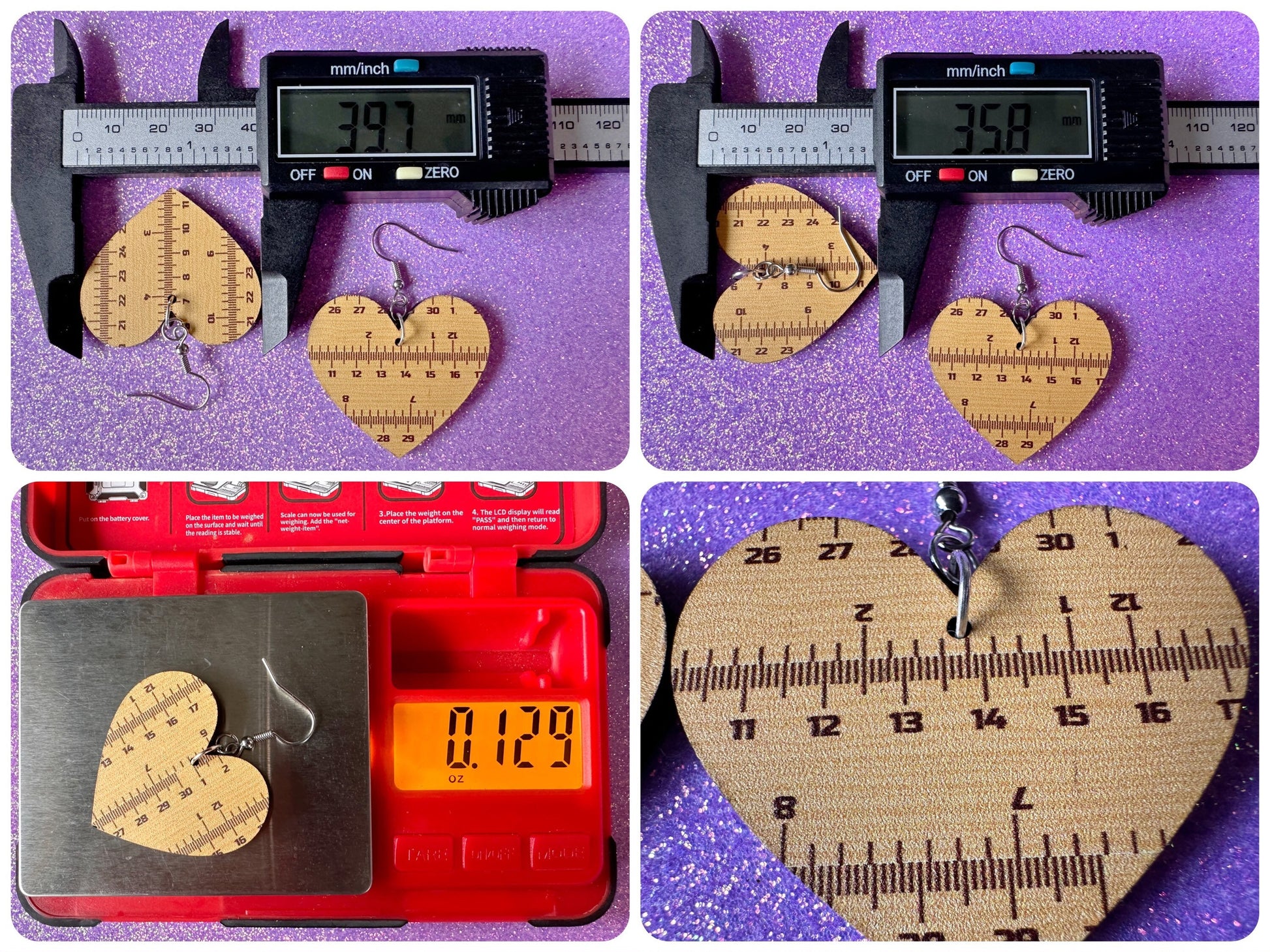Ruler Earrings: Laser Cut Acrylic Rulers, Back to School, Teachers, Students, Inches, Math, Education, Metric, Best Gifts for Her/Him/Them