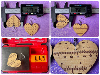 Ruler Earrings: Laser Cut Acrylic Rulers, Back to School, Teachers, Students, Inches, Math, Education, Metric, Best Gifts for Her/Him/Them