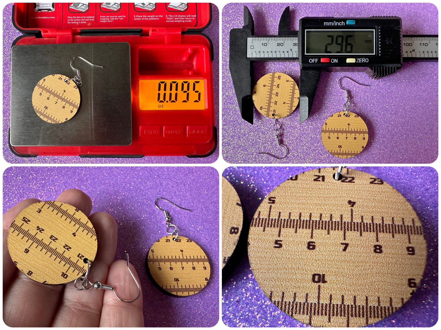 Ruler Earrings: Laser Cut Acrylic Rulers, Back to School, Teachers, Students, Inches, Math, Education, Metric, Best Gifts for Her/Him/Them