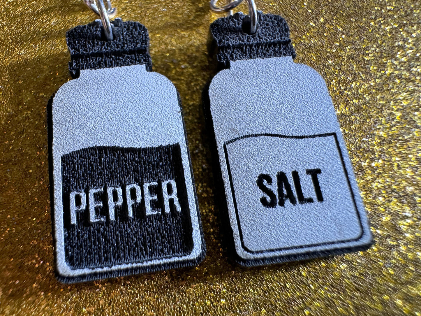 Salt & Pepper Earrings: Laser Cut Acrylic Food Earrings, Spices, Condiments, Salty, Spicy, Chef, Cook, Cooking, Best Gifts for Her/Him/Them