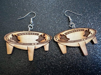 Samoan Style Tanoa Earrings: Laser Cut Wooden Earrings, Kava, Hawaii, Polynesian Culture, Herb, Morning Brew, Best Gifts for Her/Him/Them