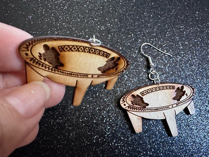Samoan Style Tanoa Earrings: Laser Cut Wooden Earrings, Kava, Hawaii, Polynesian Culture, Herb, Morning Brew, Best Gifts for Her/Him/Them