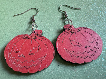 Scary Jack-O-Lantern Earrings: Laser Cut Acrylic Jack-O-Lanterns, Halloween, Pumpkins, Scary, Spooky, Horror, Best Gifts for Her/Him/Them