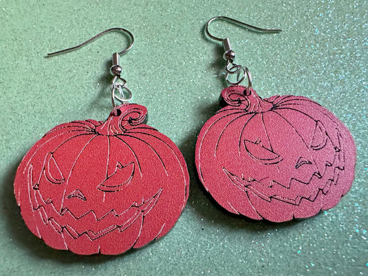 Scary Jack-O-Lantern Earrings: Laser Cut Acrylic Jack-O-Lanterns, Halloween, Pumpkins, Scary, Spooky, Horror, Best Gifts for Her/Him/Them