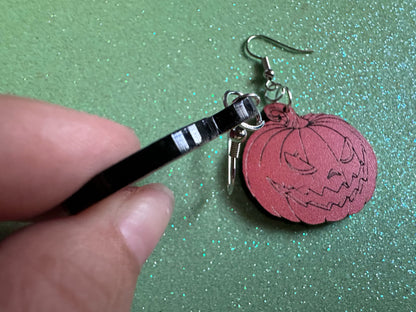 Scary Jack-O-Lantern Earrings: Laser Cut Acrylic Jack-O-Lanterns, Halloween, Pumpkins, Scary, Spooky, Horror, Best Gifts for Her/Him/Them