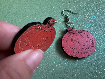 Scary Jack-O-Lantern Earrings: Laser Cut Acrylic Jack-O-Lanterns, Halloween, Pumpkins, Scary, Spooky, Horror, Best Gifts for Her/Him/Them