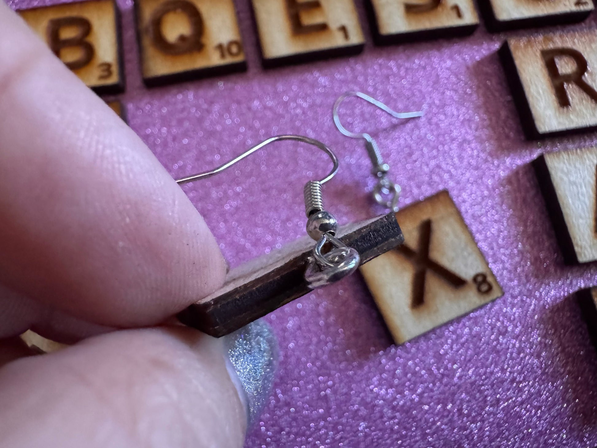 Scrabble Tile Earrings: Laser Cut Wood Scrable Tiles, Game, Game Night, Words, Reading, Best Gifts for Her/Him/Them
