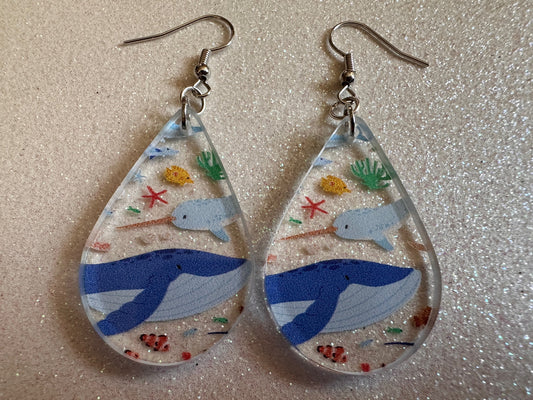 Sea Creature Earrings: Laser Cut Acrylic Octopus, Seahorse, Ocean Animals, Fish, Ray, Shark, Eel, Fish, Aquatic, Best Gifts for Her/Him/Them
