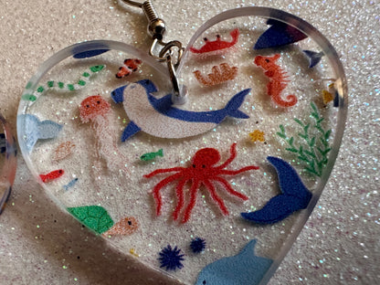 Sea Creature Earrings: Laser Cut Acrylic Octopus, Seahorse, Ocean Animals, Fish, Ray, Shark, Eel, Fish, Aquatic, Best Gifts for Her/Him/Them