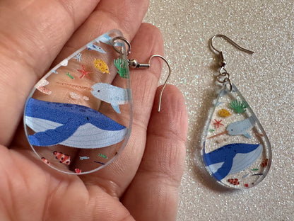 Sea Creature Earrings: Laser Cut Acrylic Octopus, Seahorse, Ocean Animals, Fish, Ray, Shark, Eel, Fish, Aquatic, Best Gifts for Her/Him/Them