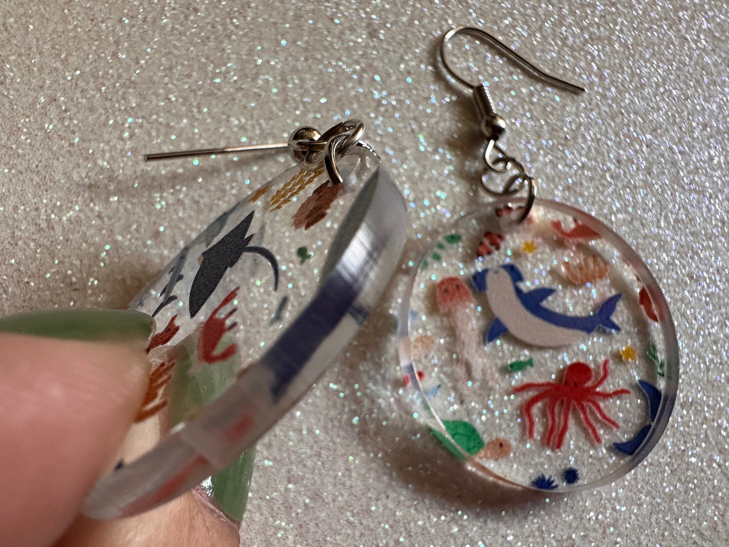 Sea Creature Earrings: Laser Cut Acrylic Octopus, Seahorse, Ocean Animals, Fish, Ray, Shark, Eel, Fish, Aquatic, Best Gifts for Her/Him/Them