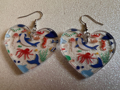 Sea Creature Earrings: Laser Cut Acrylic Octopus, Seahorse, Ocean Animals, Fish, Ray, Shark, Eel, Fish, Aquatic, Best Gifts for Her/Him/Them