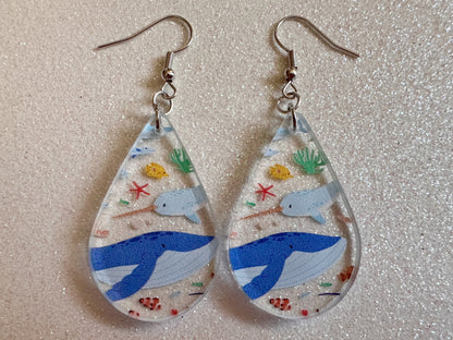 Sea Creature Earrings: Laser Cut Acrylic Octopus, Seahorse, Ocean Animals, Fish, Ray, Shark, Eel, Fish, Aquatic, Best Gifts for Her/Him/Them