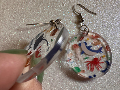 Sea Creature Earrings: Laser Cut Acrylic Octopus, Seahorse, Ocean Animals, Fish, Ray, Shark, Eel, Fish, Aquatic, Best Gifts for Her/Him/Them