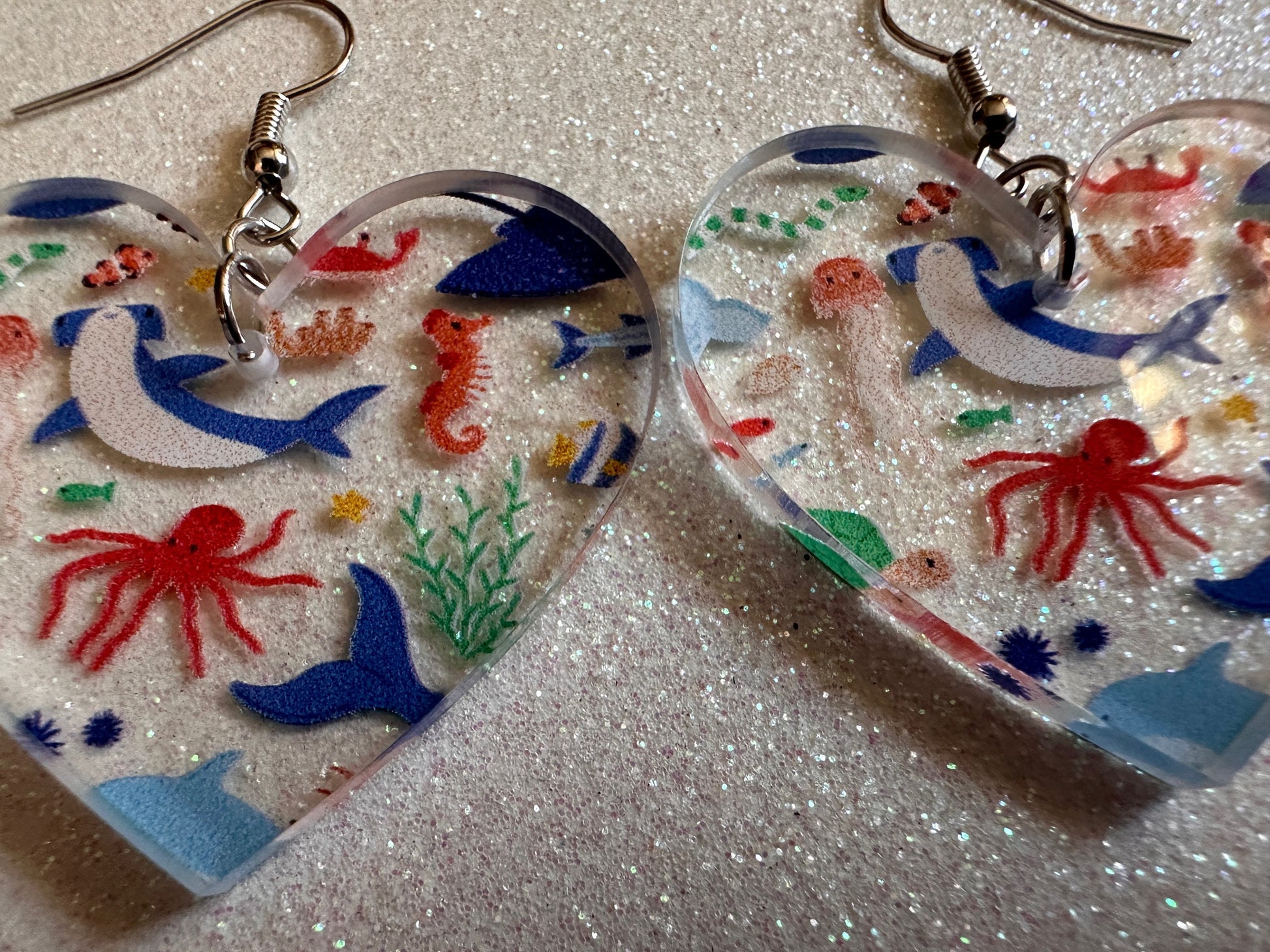 Sea Creature Earrings: Laser Cut Acrylic Octopus, Seahorse, Ocean Animals, Fish, Ray, Shark, Eel, Fish, Aquatic, Best Gifts for Her/Him/Them