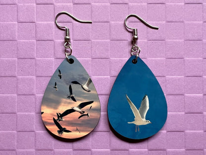 Seagull Earrings: Cute Animal, Ocean, Seaside, Sublimated, Sea Gull, Bird, Best Gifts for Her/Him/Them