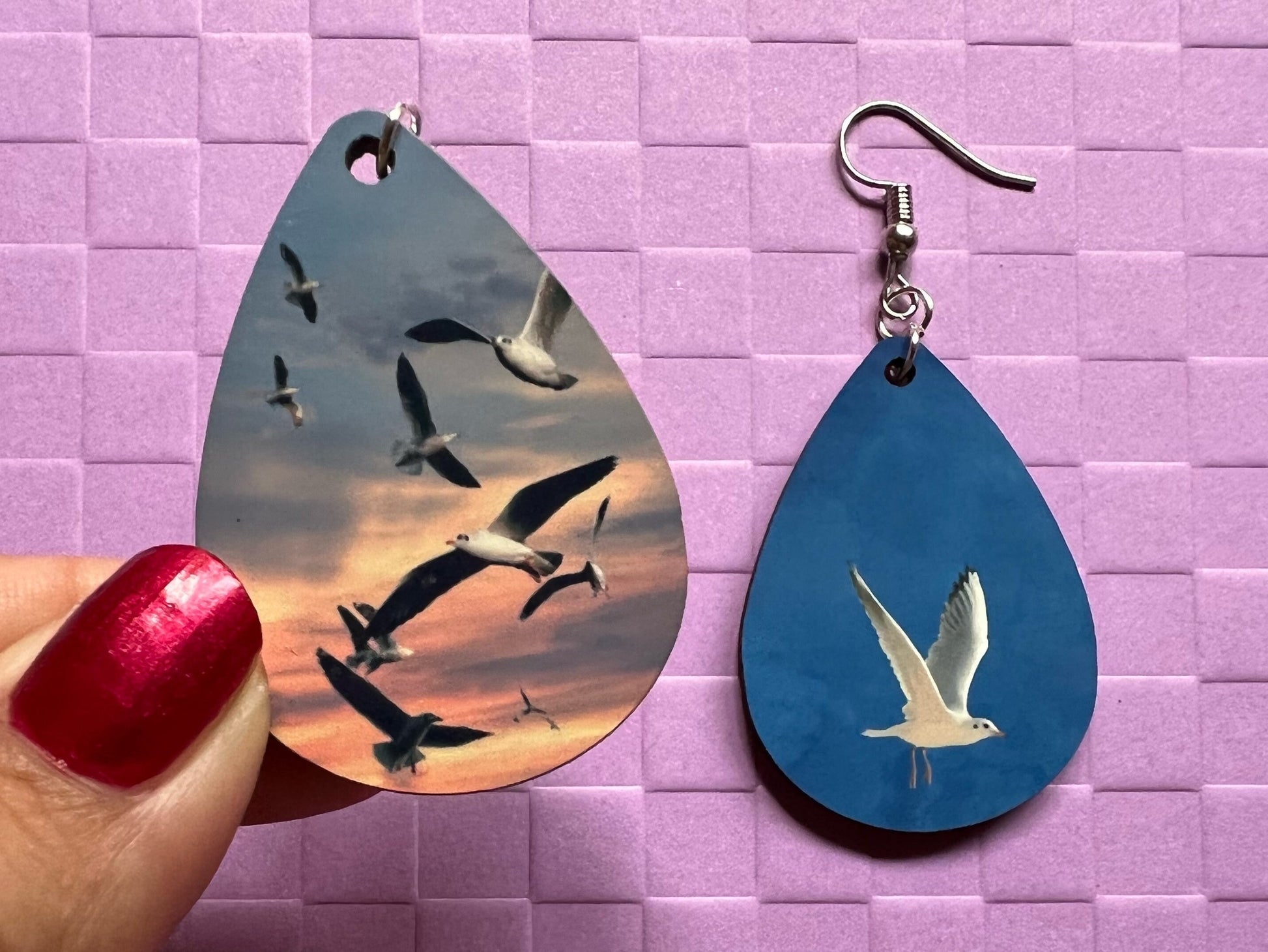 Seagull Earrings: Cute Animal, Ocean, Seaside, Sublimated, Sea Gull, Bird, Best Gifts for Her/Him/Them