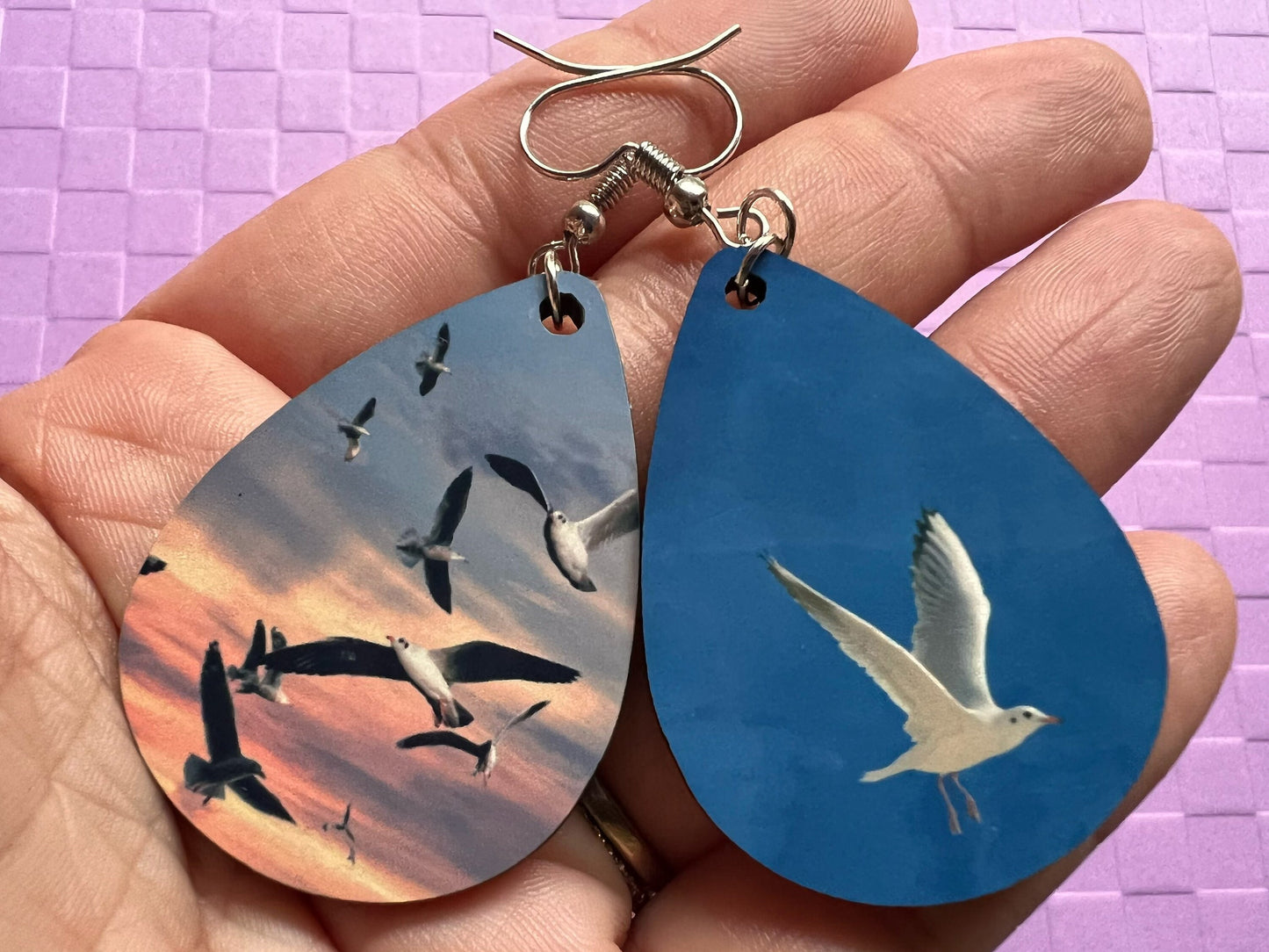 Seagull Earrings: Cute Animal, Ocean, Seaside, Sublimated, Sea Gull, Bird, Best Gifts for Her/Him/Them