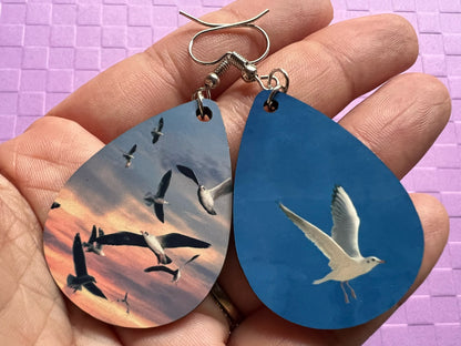 Seagull Earrings: Cute Animal, Ocean, Seaside, Sublimated, Sea Gull, Bird, Best Gifts for Her/Him/Them