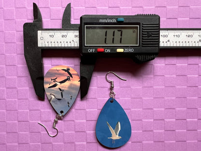 Seagull Earrings: Cute Animal, Ocean, Seaside, Sublimated, Sea Gull, Bird, Best Gifts for Her/Him/Them