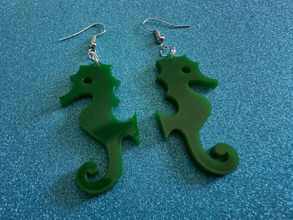Seahorse Earrings: Laser Cut Acrylic Seahorses, Sea Creatures, Ocean Animals, Aquarium Fish, Tropical Sea Horse, Best Gifts for Her/Him/Them