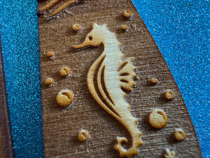 Seahorse Earrings: Laser Cut Wood Sea Creature, Waves, Ocean, Seaweed, Diving, Tropical Dive, Hawaii, Aquatic, Best Gifts for Her/Him/Them