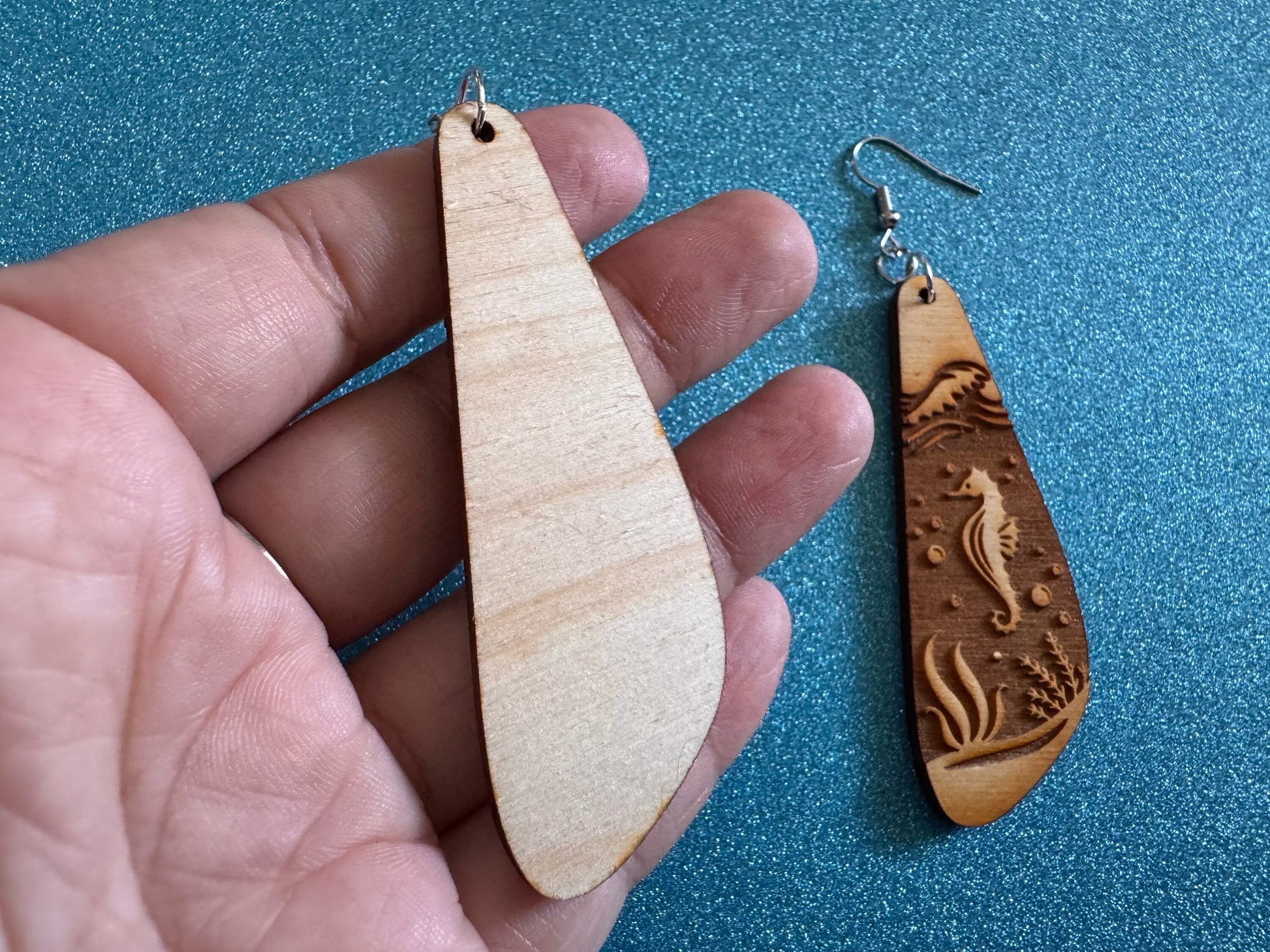 Seahorse Earrings: Laser Cut Wood Sea Creature, Waves, Ocean, Seaweed, Diving, Tropical Dive, Hawaii, Aquatic, Best Gifts for Her/Him/Them