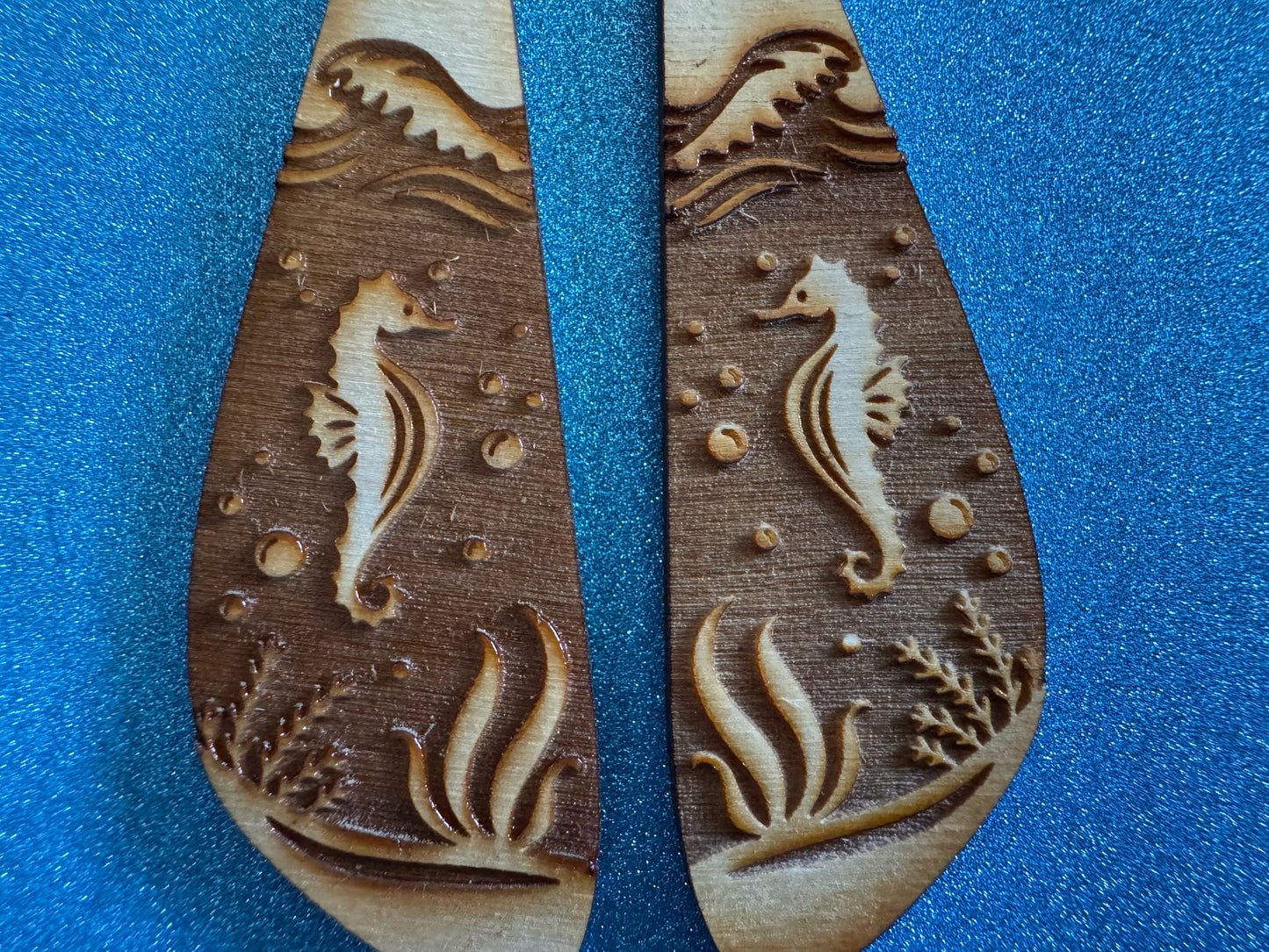 Seahorse Earrings: Laser Cut Wood Sea Creature, Waves, Ocean, Seaweed, Diving, Tropical Dive, Hawaii, Aquatic, Best Gifts for Her/Him/Them