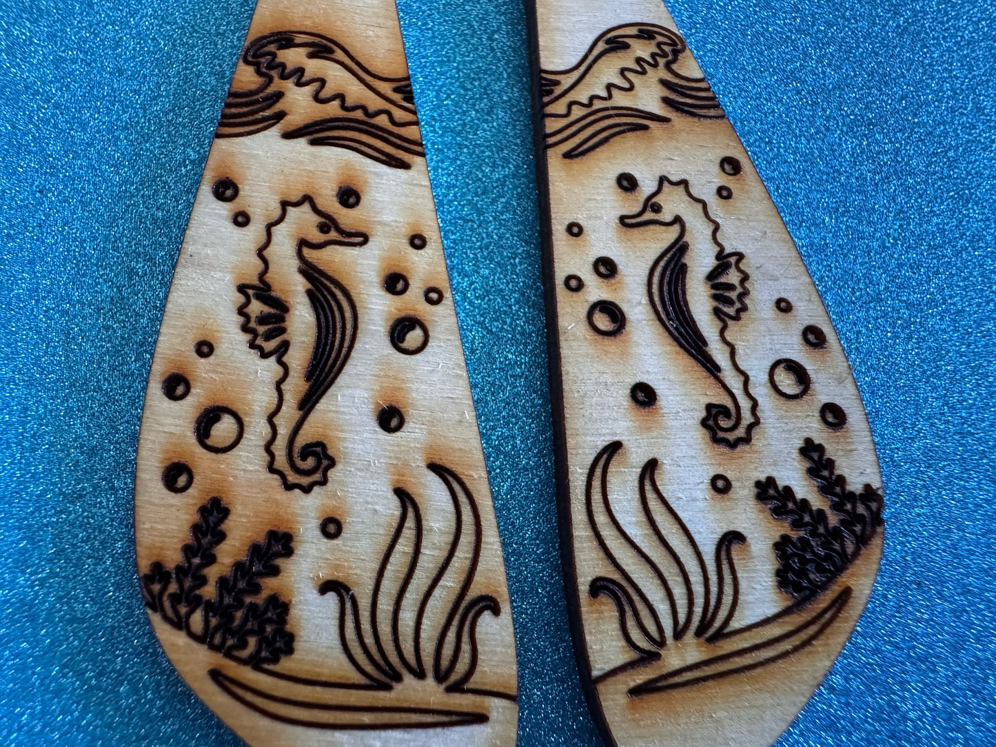 Seahorse Earrings: Laser Cut Wood Sea Creature, Waves, Ocean, Seaweed, Diving, Tropical Dive, Hawaii, Aquatic, Best Gifts for Her/Him/Them