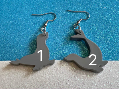 Seal Earrings: Laser Cut Acrylic Seals, Simple Seal Outline, Seal Silhouette, Ocean Animals, Ocean World, Best Gifts for Her/Him/Them
