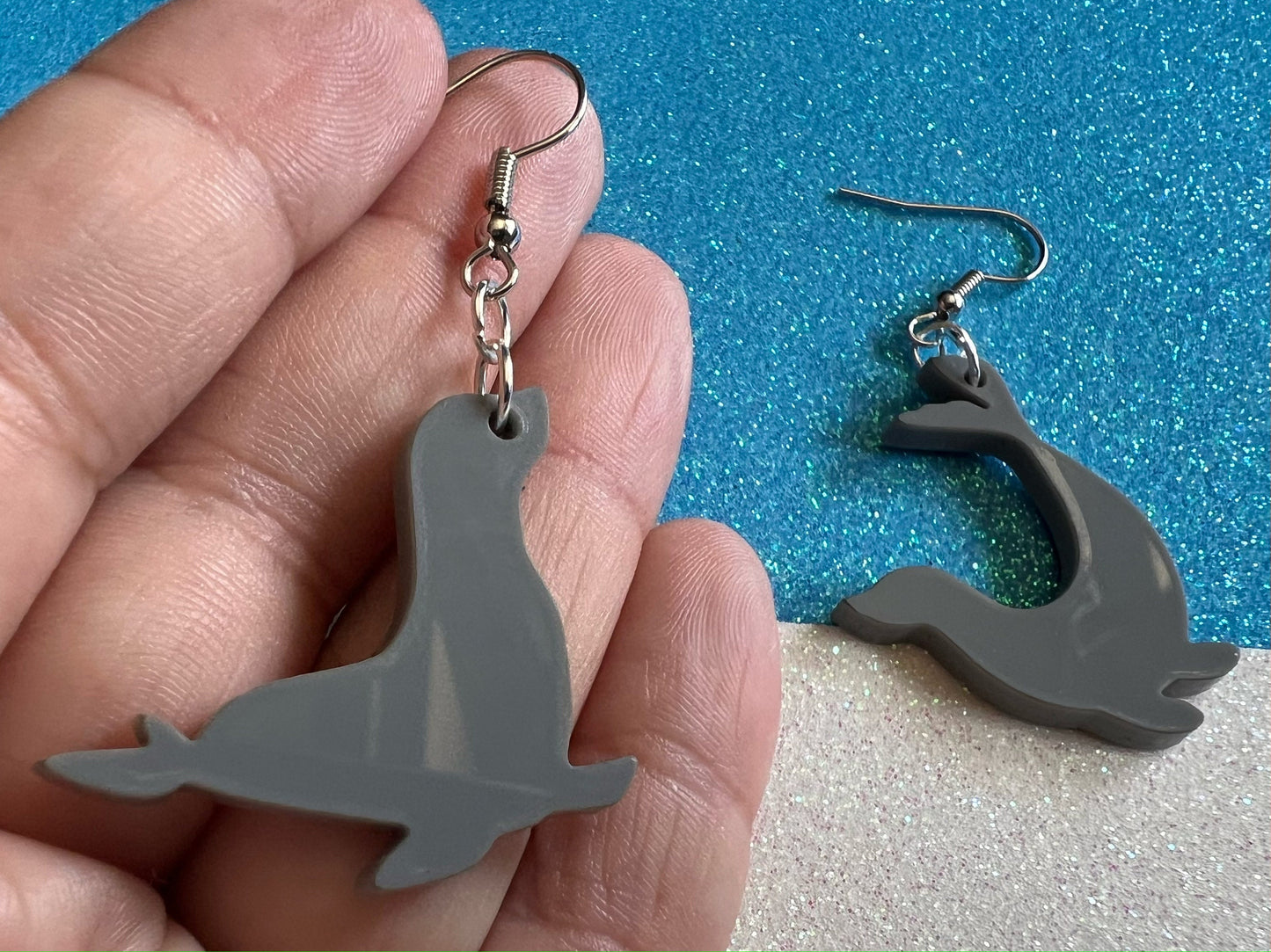 Seal Earrings: Laser Cut Acrylic Seals, Simple Seal Outline, Seal Silhouette, Ocean Animals, Ocean World, Best Gifts for Her/Him/Them