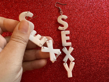 Sexy Earrings: Laser Cut Words, Funny, Halloween, Cute, Girlfriends, Bachelorette, BFFs, Anniversary, Best Gifts for Her/Him/Them
