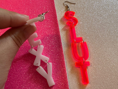 Sexy Slut Earrings: Laser Cut Words, Gag Gift, BFFS, Best Friend Gift, Girlfriends, Funny Bachelorette, Anniversary, Gifts for Her/Him/Them