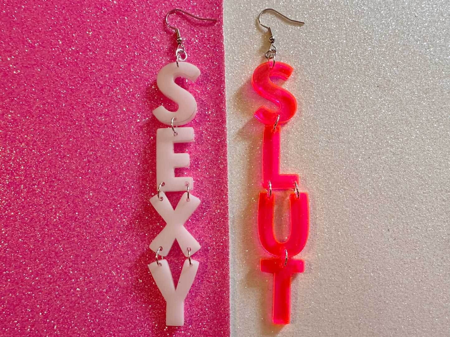 Sexy Slut Earrings: Laser Cut Words, Gag Gift, BFFS, Best Friend Gift, Girlfriends, Funny Bachelorette, Anniversary, Gifts for Her/Him/Them