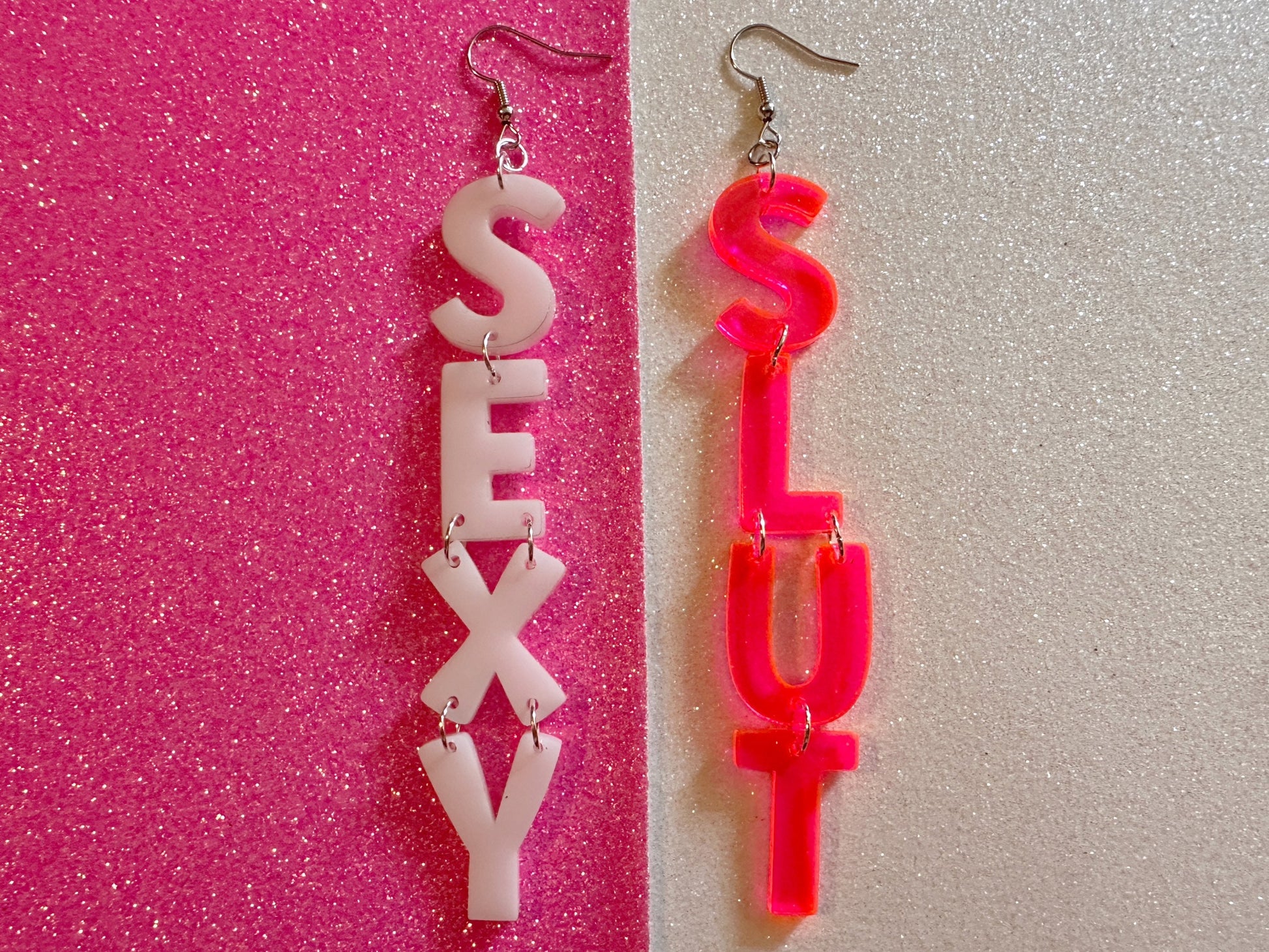 Sexy Slut Earrings: Laser Cut Words, Gag Gift, BFFS, Best Friend Gift, Girlfriends, Funny Bachelorette, Anniversary, Gifts for Her/Him/Them
