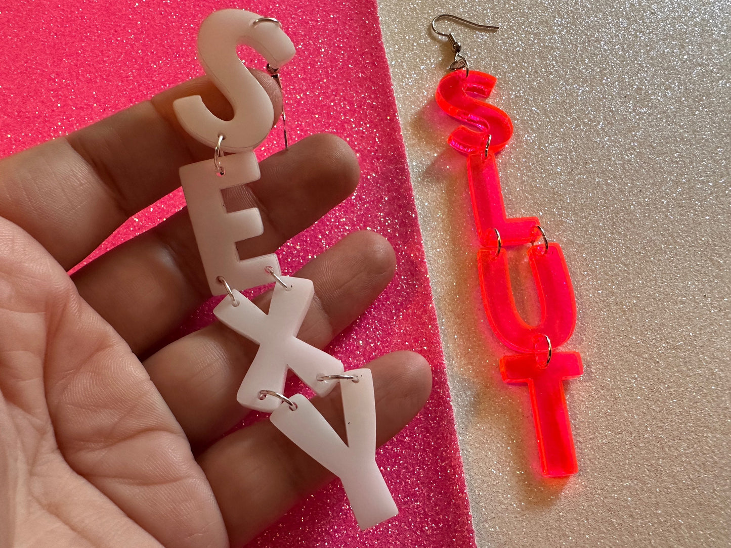 Sexy Slut Earrings: Laser Cut Words, Gag Gift, BFFS, Best Friend Gift, Girlfriends, Funny Bachelorette, Anniversary, Gifts for Her/Him/Them