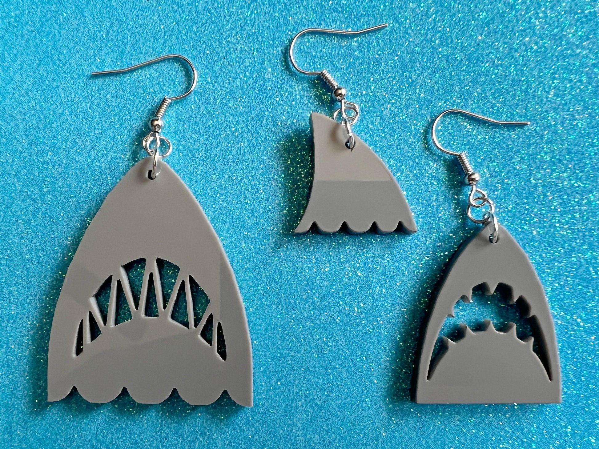 Shark Earrings: Laser Cut Acrylic Sharks, Shark Week, Shark Teeth, Shark Fin, Shark Jaw, Aquarium, Ocean Animals, Gifts for Her/Him/Them