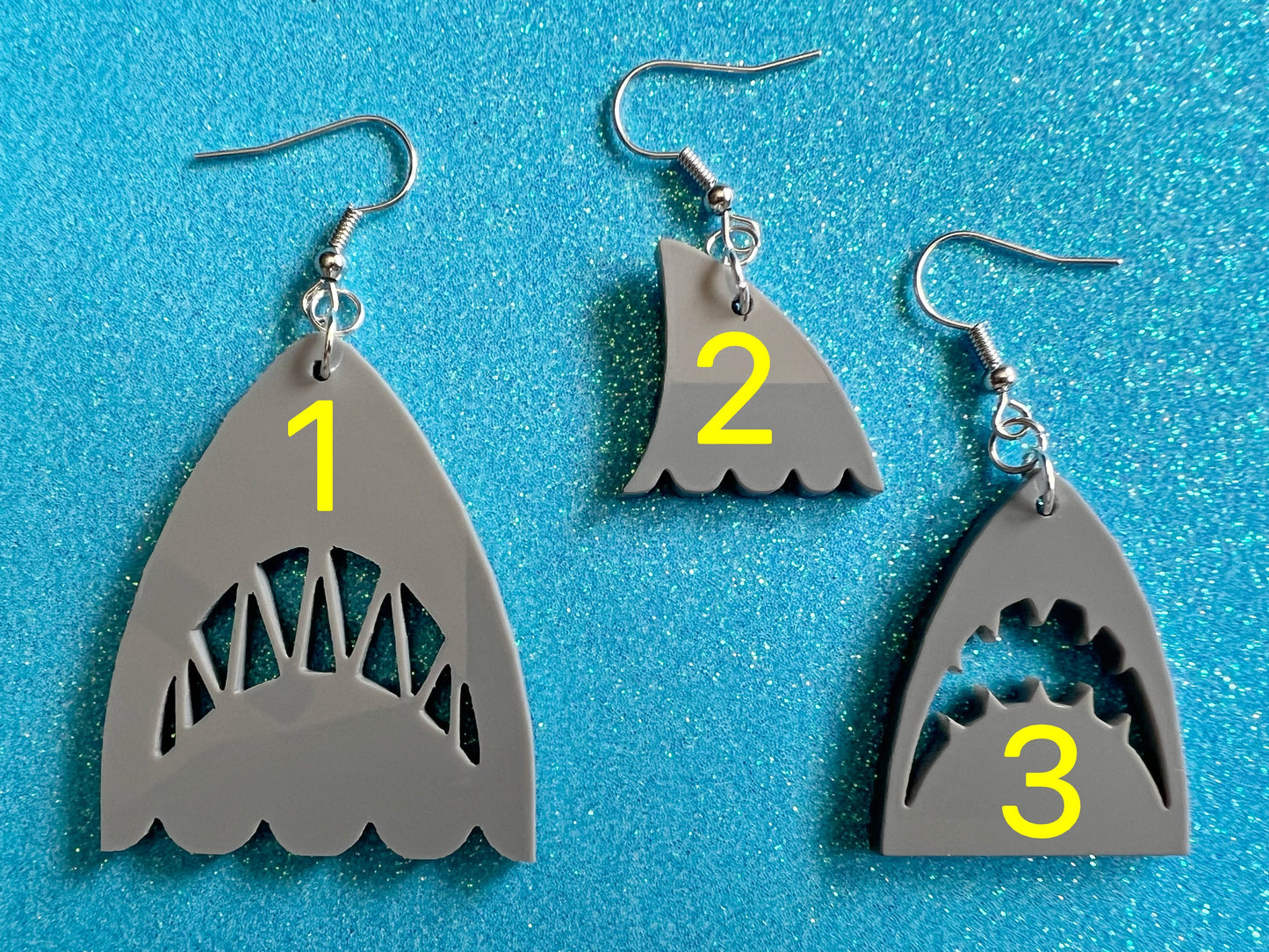 Shark Earrings: Laser Cut Acrylic Sharks, Shark Week, Shark Teeth, Shark Fin, Shark Jaw, Aquarium, Ocean Animals, Gifts for Her/Him/Them