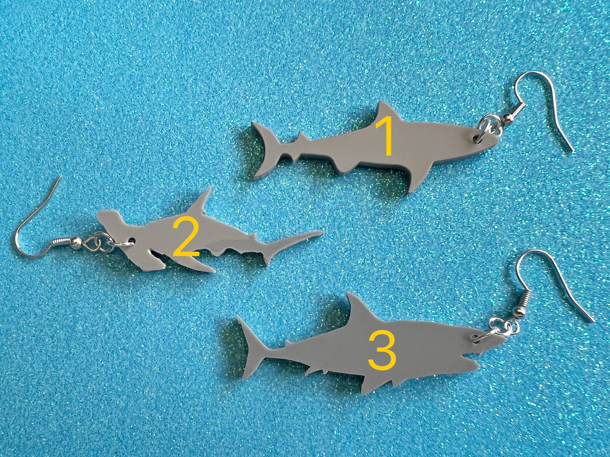 Shark Earrings: Laser Cut Acrylic Sharks, Shark Week, Shark Teeth, Shark Fin, Shark Jaw, Aquarium, Ocean Animals, Gifts for Her/Him/Them