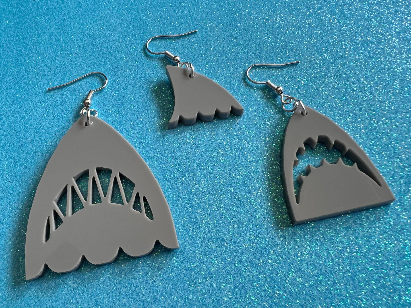 Shark Earrings: Laser Cut Acrylic Sharks, Shark Week, Shark Teeth, Shark Fin, Shark Jaw, Aquarium, Ocean Animals, Gifts for Her/Him/Them