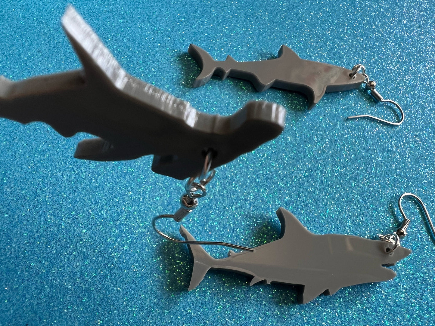 Shark Earrings: Laser Cut Acrylic Sharks, Shark Week, Shark Teeth, Shark Fin, Shark Jaw, Aquarium, Ocean Animals, Gifts for Her/Him/Them